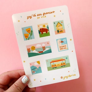 Stickervel San Francisco - schattig briefpapier - dagboekstickers - sticker Kawaii - stickervel Californië