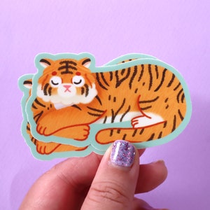 Sleepy Tiger Sticker - Journal Sticker - Cute Sticker - Cute Tiger Sticker  - Cute Animal Sticker - Kawaii Stickers - Pet Sticker
