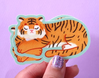 Sleepy Tiger Sticker - Journal Sticker - Cute Sticker - Cute Tiger Sticker  - Cute Animal Sticker - Kawaii Stickers - Pet Sticker