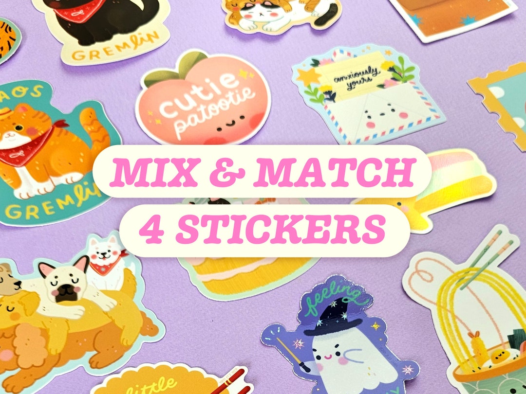 4 Pcs. Cute Sticker Bundle - Cute Stickers - Kawaii Stickers - Journal ...