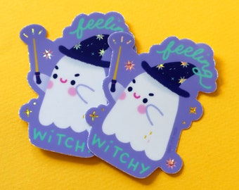 Feeling Witchy Sticker - Kawaii Sticker - Witch Sticker - Cute Ghost Sticker - Cute Stationery - Cute Vinyl Sticker - Waterproof Sticker