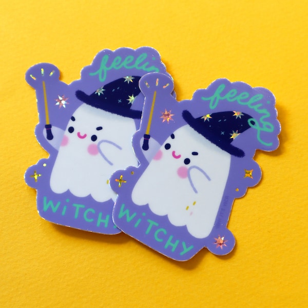 Feeling Witchy Sticker - Kawaii Sticker - Witch Sticker - Cute Ghost Sticker - Cute Stationery - Cute Vinyl Sticker - Waterproof Sticker