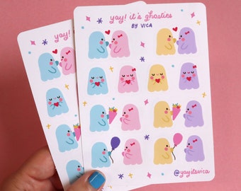 Ghosties Sticker Sheet - Journal Stickers - Cute Stickers - Ghost Stickers - Halloween Stickers - Spooky Stickers - Kawaii Stickers