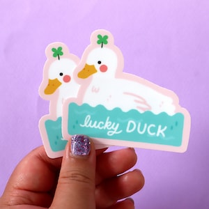 Lucky Duck Sticker - Journal Sticker - Cute Sticker - Lucky Sticker  - Cute Duck Sticker - Kawaii Stickers - Pet Sticker