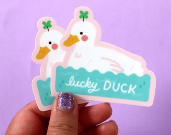 Lucky Duck Sticker - Journal Sticker - Cute Sticker - Lucky Sticker  - Cute Duck Sticker - Kawaii Stickers - Pet Sticker