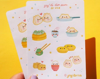 Hoja de pegatinas de dim sum - Pegatinas de comida kawaii - Pegatinas de diario lindas - Pegatinas de comida china - Pegatinas de comida lindas - Hoja de pegatinas lindas