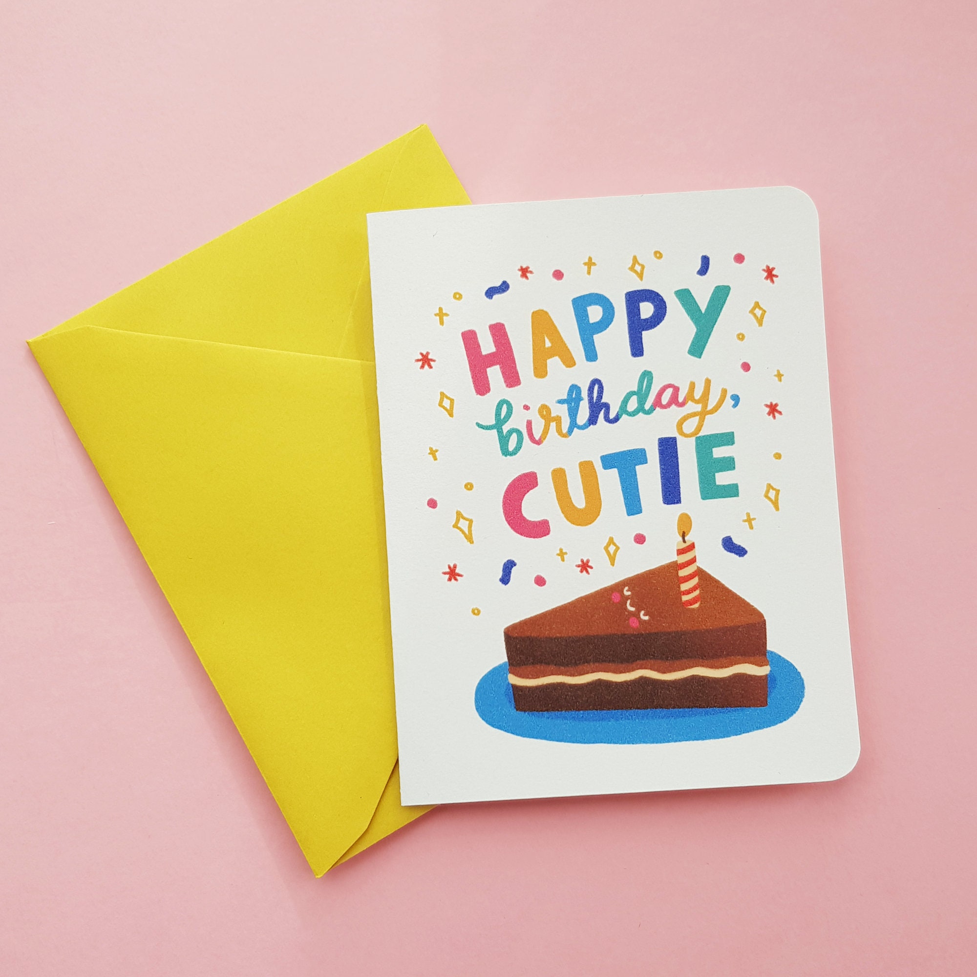 Happy Birthday Cutie Cute Greeting Card Kawaii Art Etsy