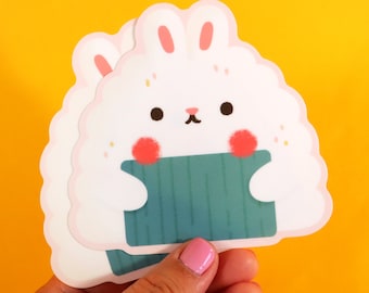 Sticker lapin onigiri (bunigiri) - Sticker journal - Sticker mignon - Sticker Onigiri - Sticker cuisine japonaise - Sticker cuisine kawaii