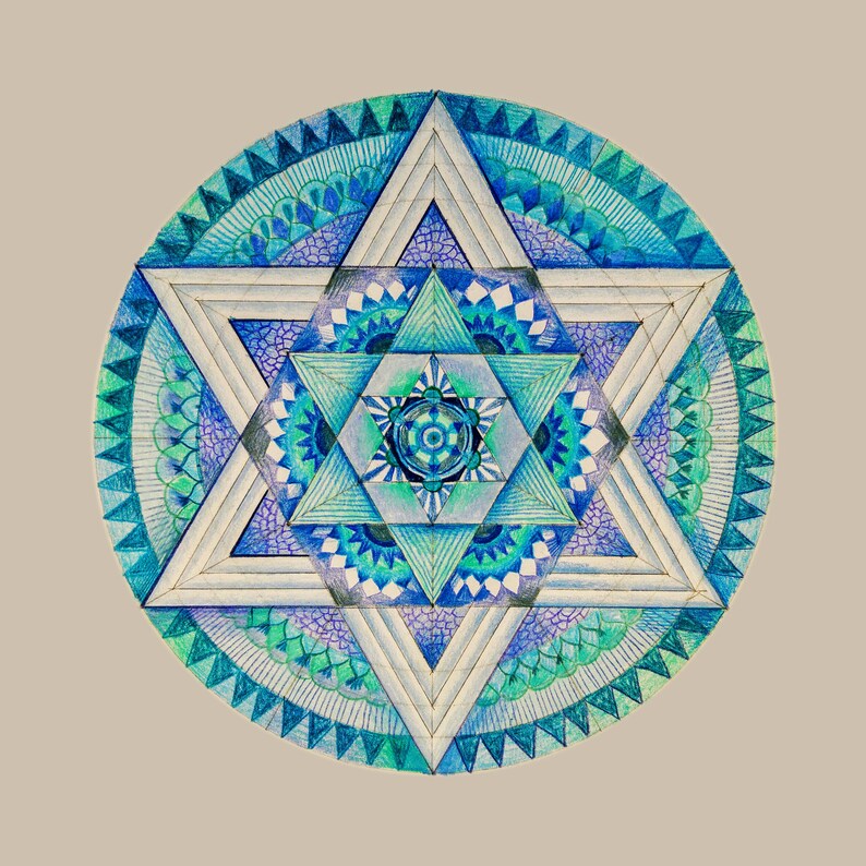 Star of David Mandala Judaica Art. Etsy
