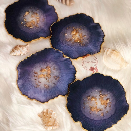 Set of 4 Pc Geode Coaster Mold Resin Molds Coasters Mold Set Etsy