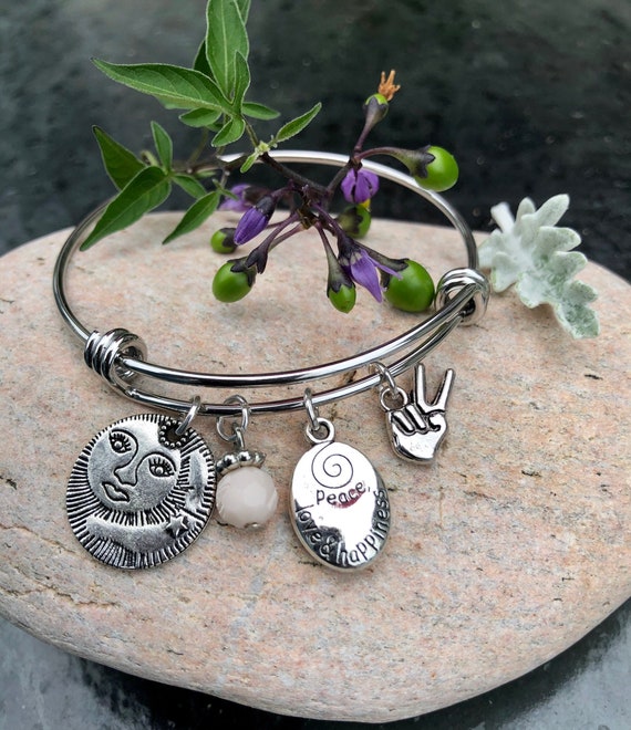Celestial Peace Bangle Bracelet. Peace. Sun Goddess. Bohochic. Gift