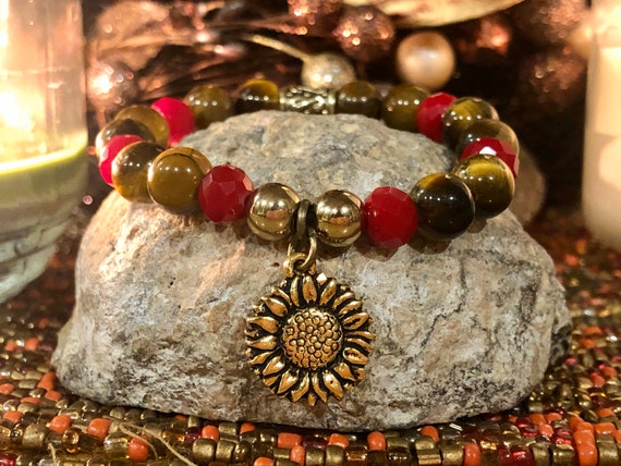 Sunflower Bracelet. Tiger Eye. Women’s Bracelet. Bohochic. Women’s jewelry. Boho. Spiritual Jewelry