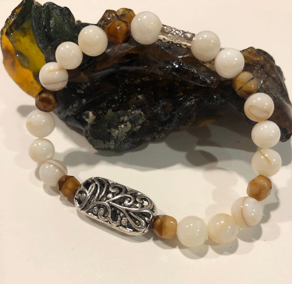 The Jackie - White & Brown Bracelet. Women's Bracelet/Gift For Her