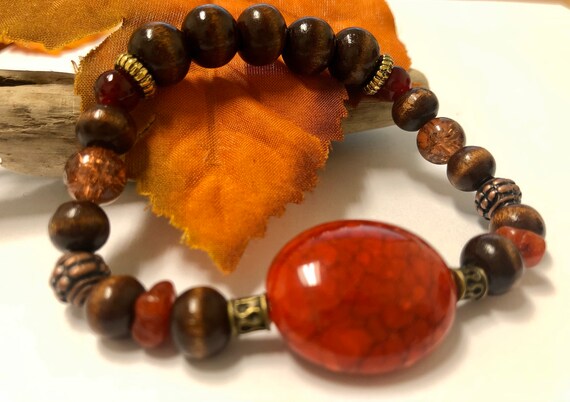 Brown & Red Bracelet. Women's Bracelet. Gift For Her.