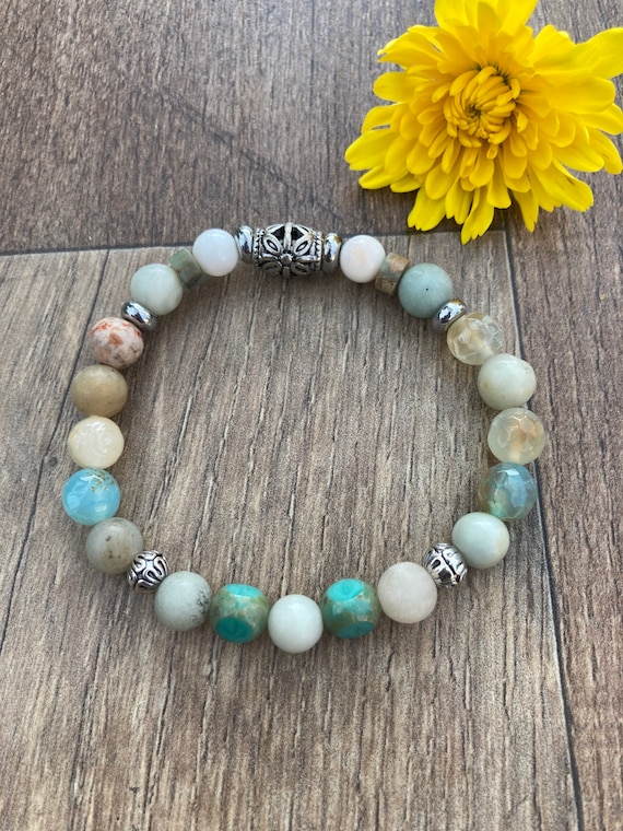 Natural Gemstone Bracelet. Women’s jewelry. Men’s jewelry. Boho. Jewelry.  Multicolored Bracelet. Stacked bracelets.