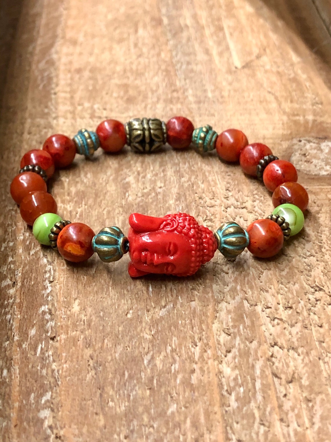 Buddha Bracelet Red. Women's Bracelet. Mens Bracelet. Etsy