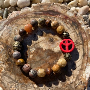 Peace Sign Bracelet. Womens Bracelet/Gift for her/BOHO Bracelet. Boho Chic. Good Vibes. Hippie. Stacking