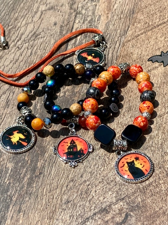 Witch Halloween Bracelet. Spooky jewelry. Halloween Jewlery. Gift for women. Gift for men.