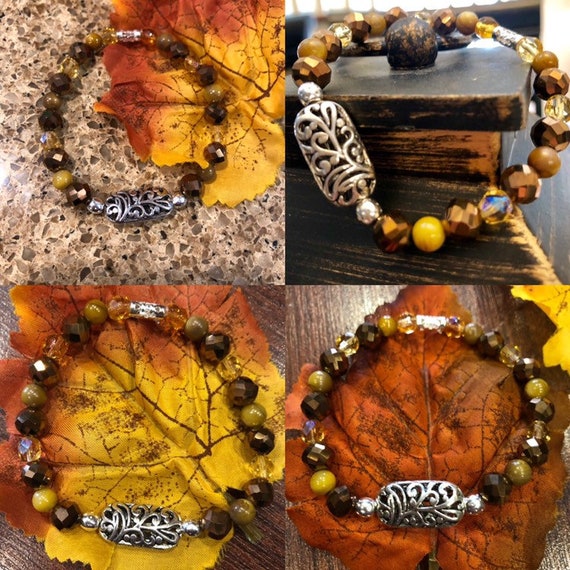 Autumn Bracelet w|Silver Medallion. Womens Bracelet/Gift for her
