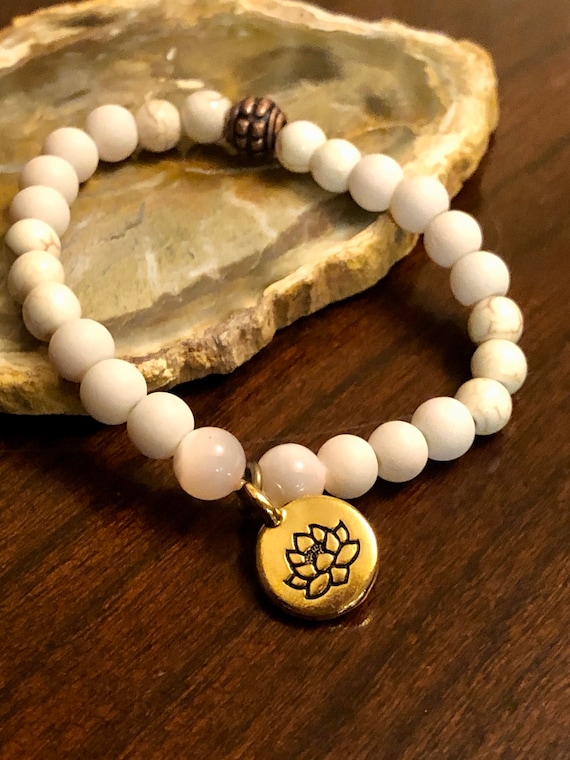 White Lotus Flower Bracelet. Women’s Bracelet. Spiritual. Women’s jewelry. Boho. Bohemian Jewelry