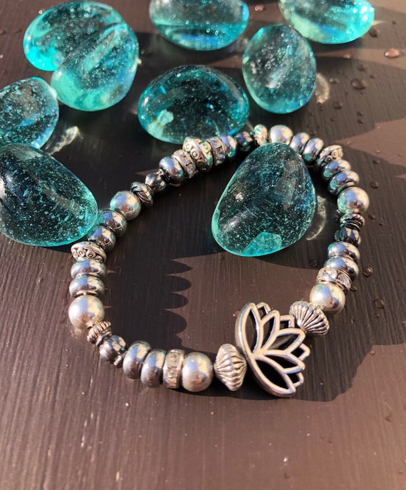 Lotus Flower in Silver Bracelet. Women’s Bracelet. Spiritual. Women’s jewelry. Boho. Bohemian Jewelry