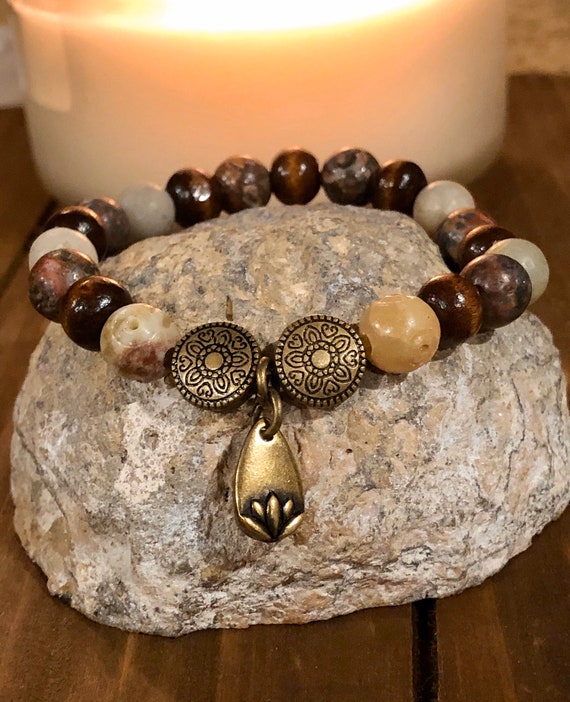 Lotus Flower Droplet Charm Bracelet. Women’s Bracelet. Bohochic. Women’s jewelry. Boho. Spiritual Jewelry
