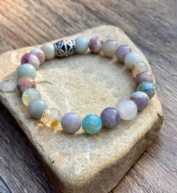 Pastel Beaded Bracelet. Women’s jewelry. Men’s jewelry. Boho. Jewelry. Pink bracelet. Purple Bracelet. Stacked bracelets.