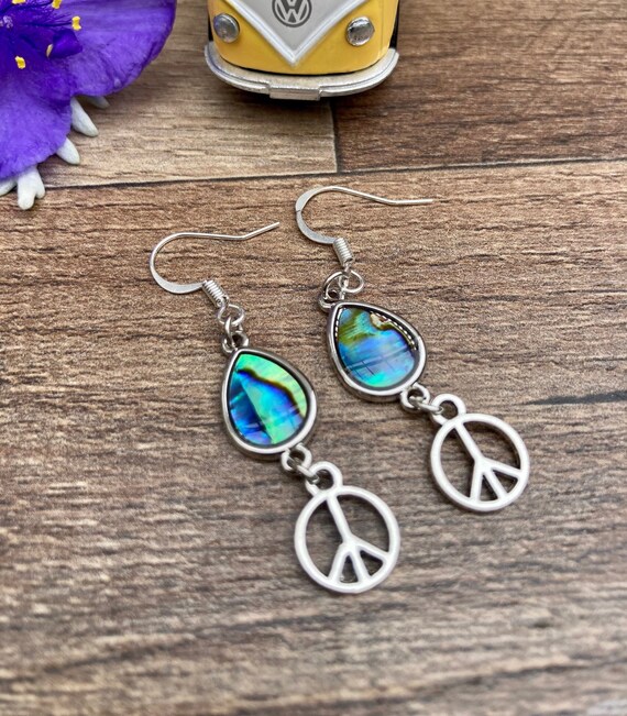 Peace Sign Earrings. Boho, Hippie, Peace and love.