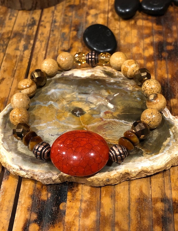 Earthy Bracelet. Womens Bracelet. Men’s bracelet. Red bracelet