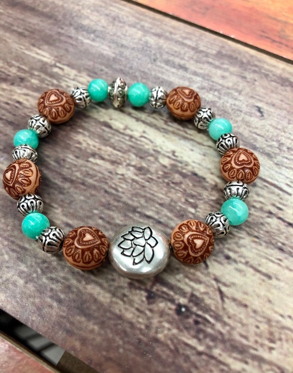Lotus Flower Bracelet. Bracelet. Boho. Spiritual jewelry. Yoga Jewlery