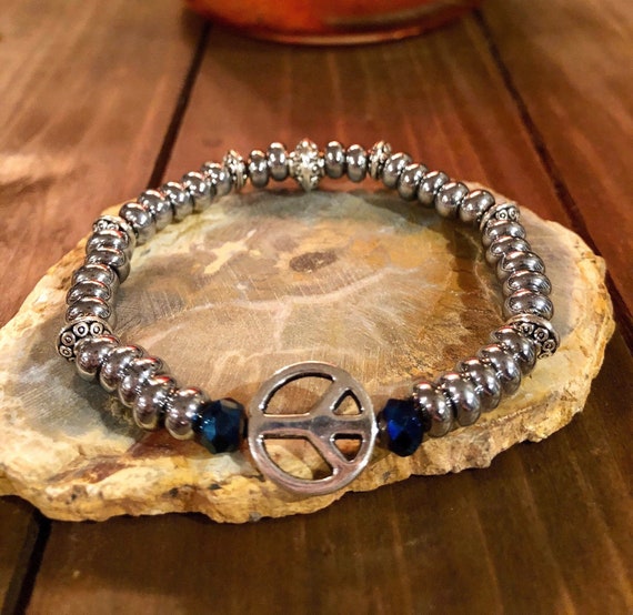 Silver Peace Sign Bracelet. Women’s Bracelet. Spiritual. Women’s jewelry. Boho. Bohemian Jewelry