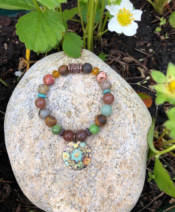 Mandala Charm Bracelet. Women's Bracelet. Yoga. Meditation. Zen. Boho Jewelry. Hippie Bohochic