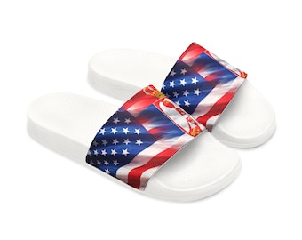 Sandalias con tiras y bandera de Serbia y EE. UU. para hombre