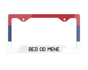 Cornice portatarga in metallo Bezi od Mene / Accenti rossi, bianchi e blu