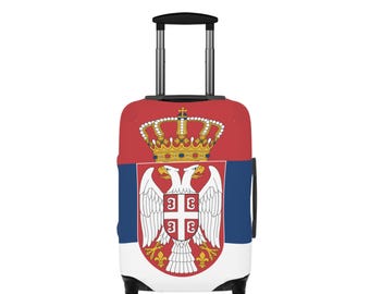 Serbian Flag Crest Luggage Cover | Serbia Coat of Arms Suitcase Cover