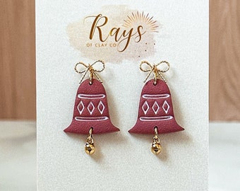 Christmas Bell Earrings, Holiday Statement Earrings, Lightweight Earrings, Hypoallergenic