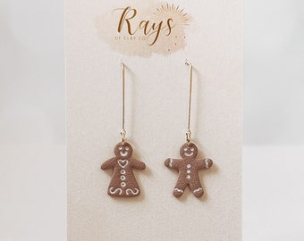 Gingerbread Couple Earrings, Christmas Cookie Earrings, Polymer Clay Earrings, Lightweight Earrings, Statement Earrings Hypoallergenic