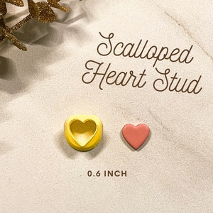 0.6 in Scalloped Heart Stud Clay Cutter, Valentine&#39;s Day Cutters, Earring Cutters, Ready To Ship