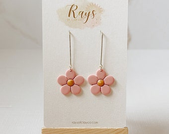 Pink Daisy Earrings, Polymer Clay Earrings, Bridal Party Earring, Lightweight Floral Earrings, Statement Earrings Hypoallergenic