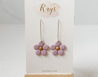 Purple Daisy Earrings, Polymer Clay Earrings, Bridal Party Earring, Lightweight Floral Earrings, Statement Earrings Hypoallergenic