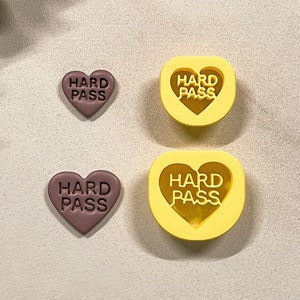 0.75 in, 1 in Hard Pass Conversation Heart Clay Cutter, Valentine&#39;s Day Cutters, Embossing Cutters, Earring Cutters, Ready To Ship