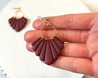 Shell Clay Earrings, Summer Earrings, Handmade Polymer Clay Earrings, Modern Lightweight Earrings, Textured Clay Statement Earrings