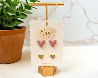 Pink Heart Stud Earrings, Polymer Clay Earrings, Heart Stud Pack, Textured Clay Earrings, Galentines Day Gift