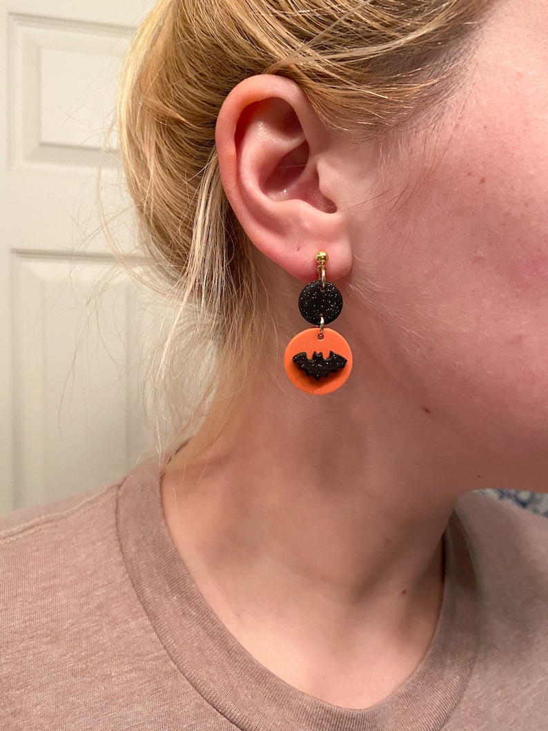 Spooky Earrings Halloween Gift Bat Earrings Halloween  Etsy