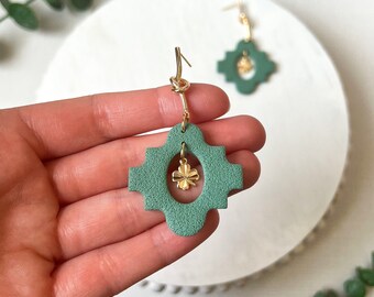 St Patricks Day Earrings, Polymer Clay Earrings, Shamrock Earrings, Green Earrings, Modern Lightweight Earrings, St Pattys Day Gift For Her