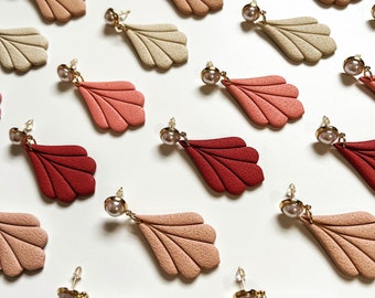 Leaf Clay Earrings, Long Polymer Clay Earrings, Modern Lightweight Earrings, Textured Clay Statement Earrings