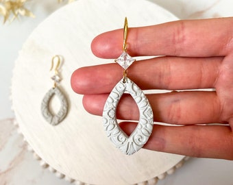 Handmade Polymer Clay Earrings, Modern Lightweight Earrings, Textured Clay Statement Earrings, Earrings for Work, Formal Earrings