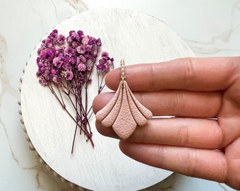 Art Deco Fan Clay Earrings, Polymer Clay Earrings, Statement Earrings, Modern Lightweight Earrings, Contemporary Earrings