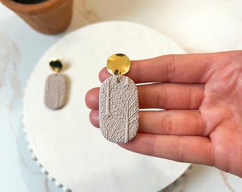 Tree Clay Earrings, Polymer Clay Earrings, Nature Inspired Tree Earrings, Lightweight Modern Earrings, Earrings For Work
