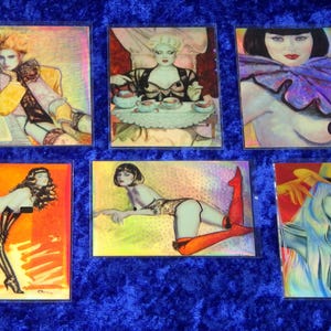 Olivia De Berardinis - Series 3 Ladies, Leather & Lace - Vintage 1994 - 6 Card Holochrome Chase Set - Near Mint!